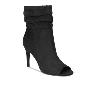 Material Girl Womens Petra Fabric Peep Toe Ankle Fashion Boots, Black, 9